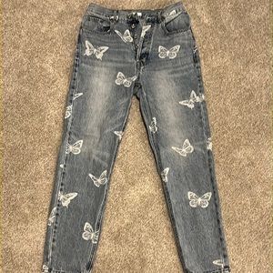Pacsun Butterfly Jeans Light Wash 5 Buttons